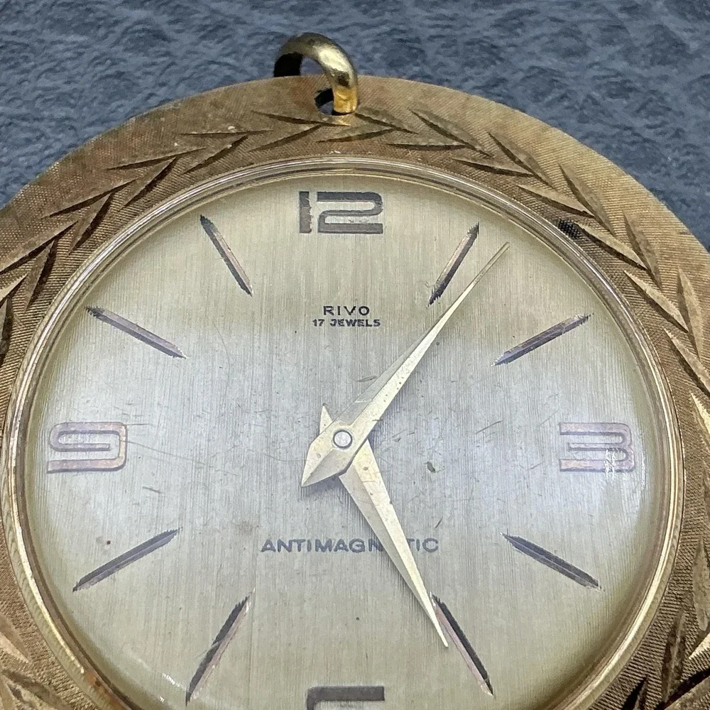 Vintage Rivo Mens Watch Champagne Dial Gold Tone Swiss 17 Jewels Antimagnetic